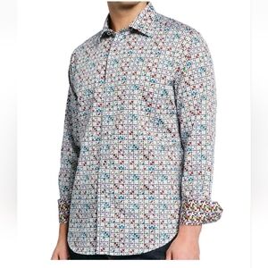ROBERT GRAHAM ANEMONE LONG SLEEVE CLASSIC FIT SHIRT XL COLORED GEOMMETRIC PRINT